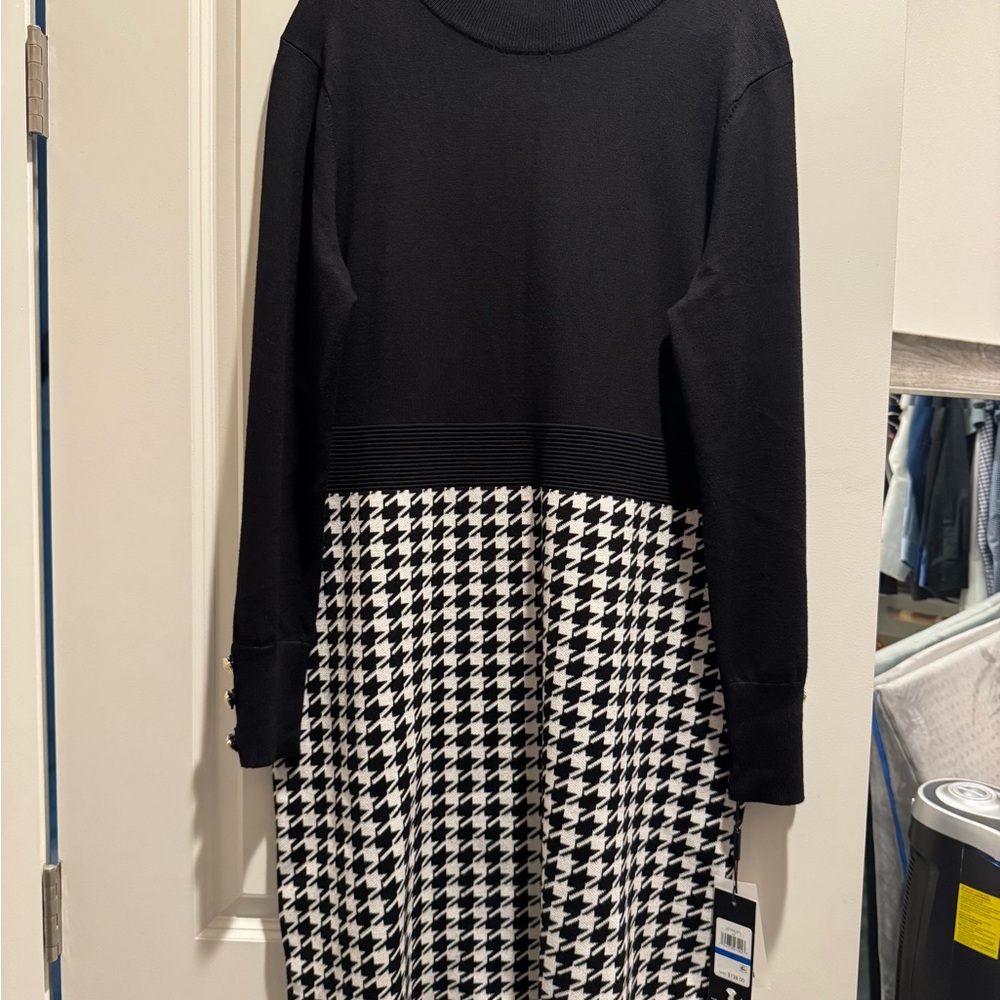 Karl Lagerfeld Black and White Houndstooth Dress